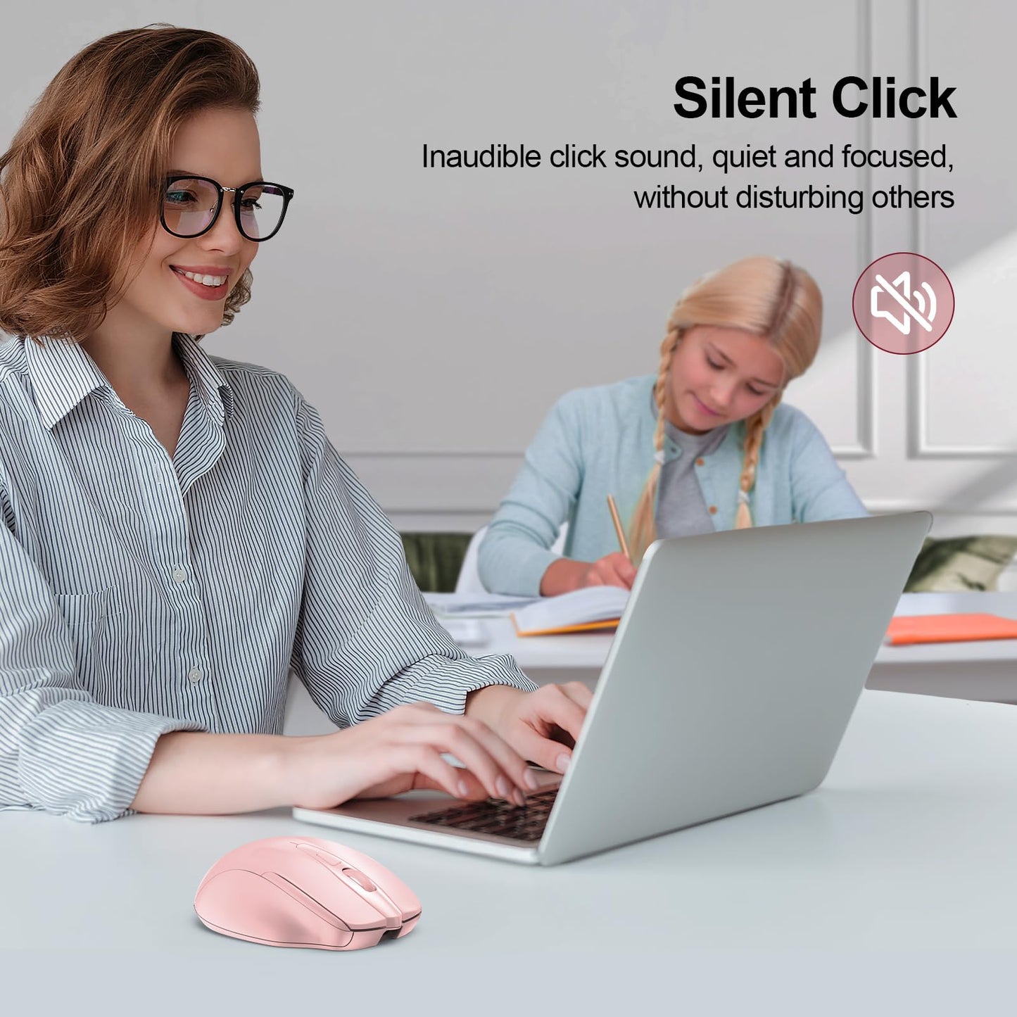TECKNET Wireless Mouse Rechargeable, 2.4G USB-A Silent Mouse, Quiet Click, 6 Adjustable 4800 DPI, Cordless Computer Mice, Ergonomic Mice for Laptop, 6 Buttons for Chromebook, Ergo Grip - Black