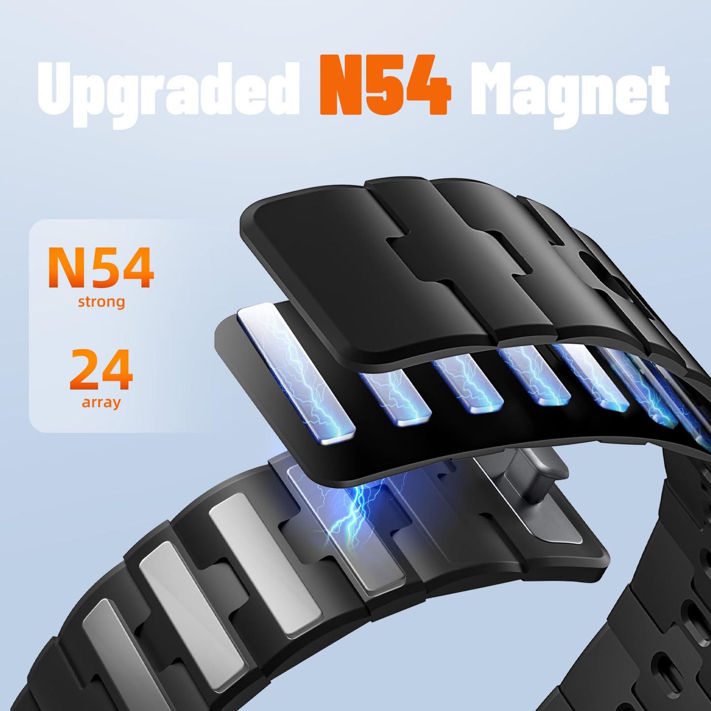 Bandletic Magnetic Silicone Band Compatible with Samsung Galaxy Watch 7 6 5 4 FE 40mm 44mm/for Galaxy Watch 6 4 Classic 43mm 47mm 42mm 46mm/Watch 5 Pro 45mm, 20mm No Gap Strap for Men Women, Black
