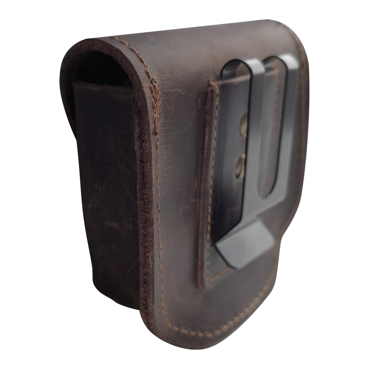 Cowhide Leather Zyn Holder- Vintage Handmade Brown Thick Grain Leather Dip Can Holster-Snuff Holder Compatible with ZYN, Copenhagen, Skoal, Kodiak, etc-Belt Accessories for Men