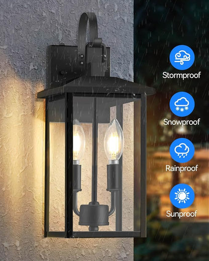 SHIMR Dusk to Dawn Outdoor Lighting, Large Exterior Light Fixture Wall Mount Waterproof Outdoor Wall Light Outside Lights for House Porch Garage Patio