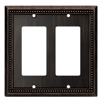 Henne Bery Sunken Pearls Heavy Duty Decorative Wall Plate Switch Plate Outlet Cover (Double Decorator, Aged Bronze)