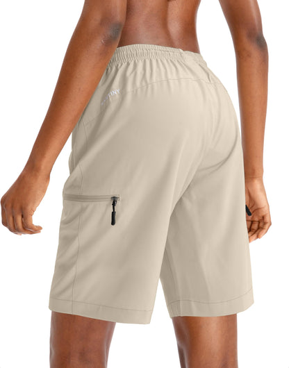 SANTINY Women's 5''/ 7''/9'' Hiking Cargo Shorts Quick Dry Lightweight Summer Shorts for Women Athletic Golf Zipper Pockets(Khaki_XL)
