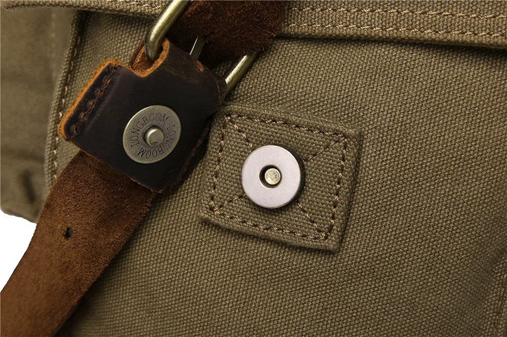 Sechunk Vintage Military Leather Canvas Laptop Bag Messenger Bags