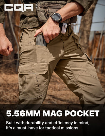 CQR Men's Tactical Pants, Water Resistant Ripstop Cargo Pants, Lightweight EDC Work Hiking Pants, Outdoor Apparel, Raider Mag Cougar, 44W x 32L