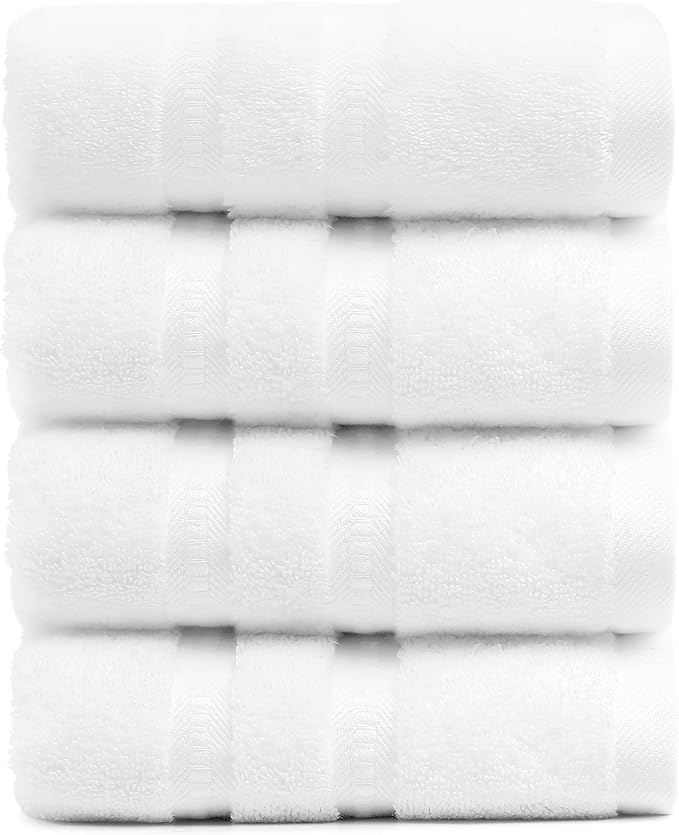 Simple&Opulence 4 Pcs Premium Hand Towels 16"x28", 600 GSM 100% Ring Spun Cotton
