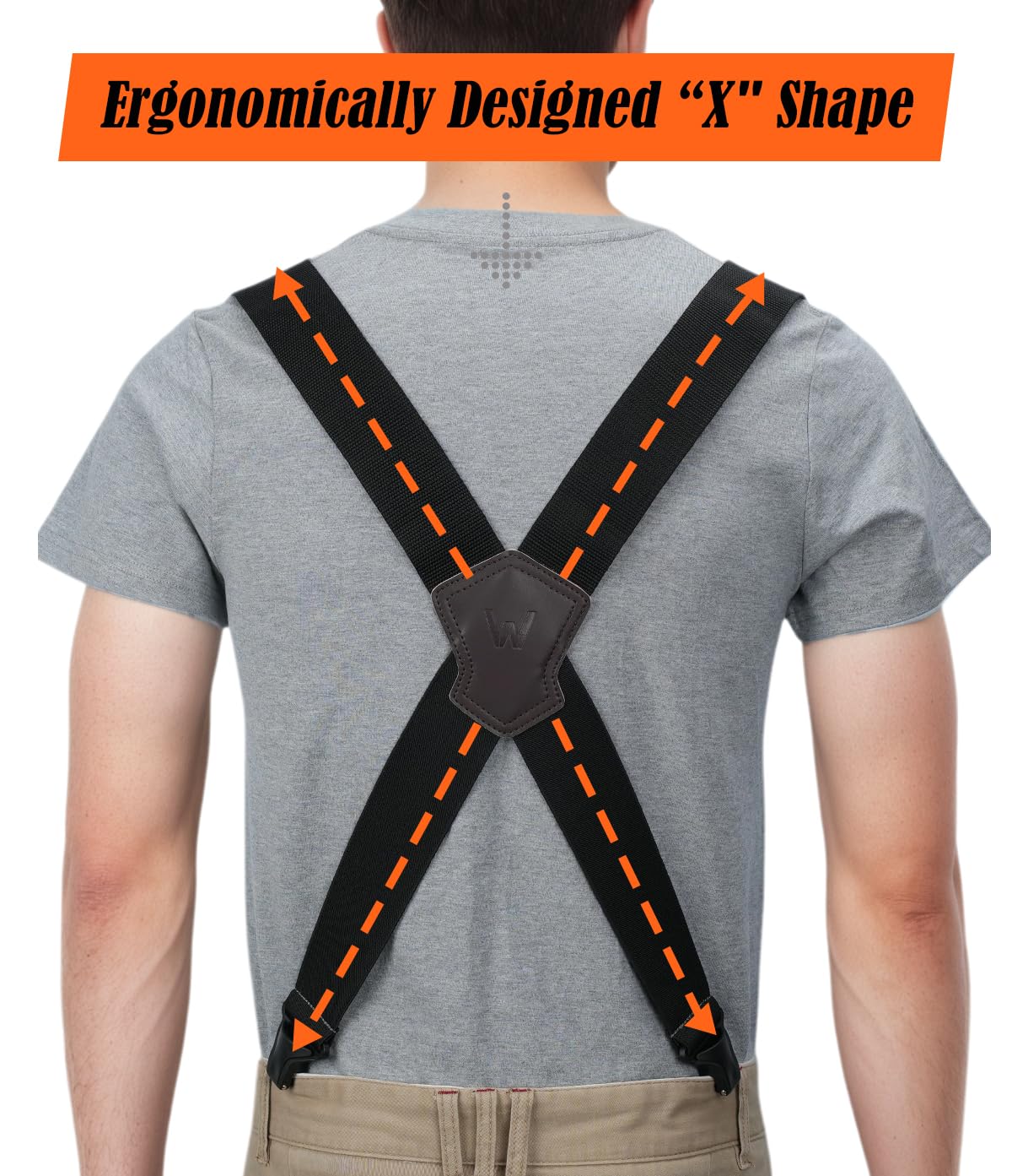 WELKINLAND Ultralight Clip-on Suspenders, 2 Inch Suspenders for Men, Strong X-back Suspenders, Black Suspender Men, Work Suspender for Pants, Mens Suspender for Seniors