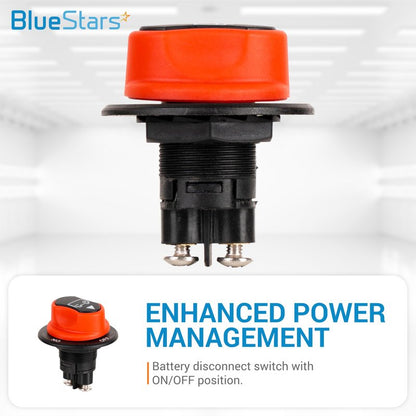 BlueStars Battery Isolator Selector Switch for Boat 50A Continuous 75A Intermittent 12V to 50V Water-Proof ON/Off Boats, Marines, Cars, Vehicles, Campers, RV, Motorcycles, Yachts
