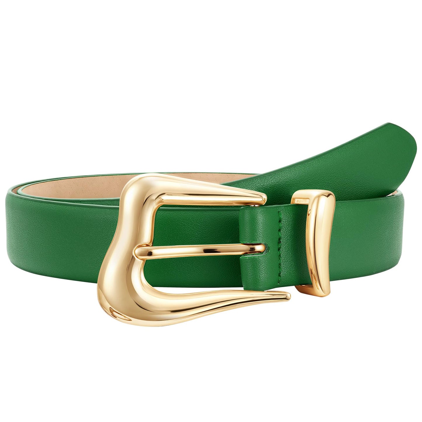 TRIWORKS Women's Belts for Jeans Pants Gold Buckle Fashion Waist Belts for Ladies Leather Belts