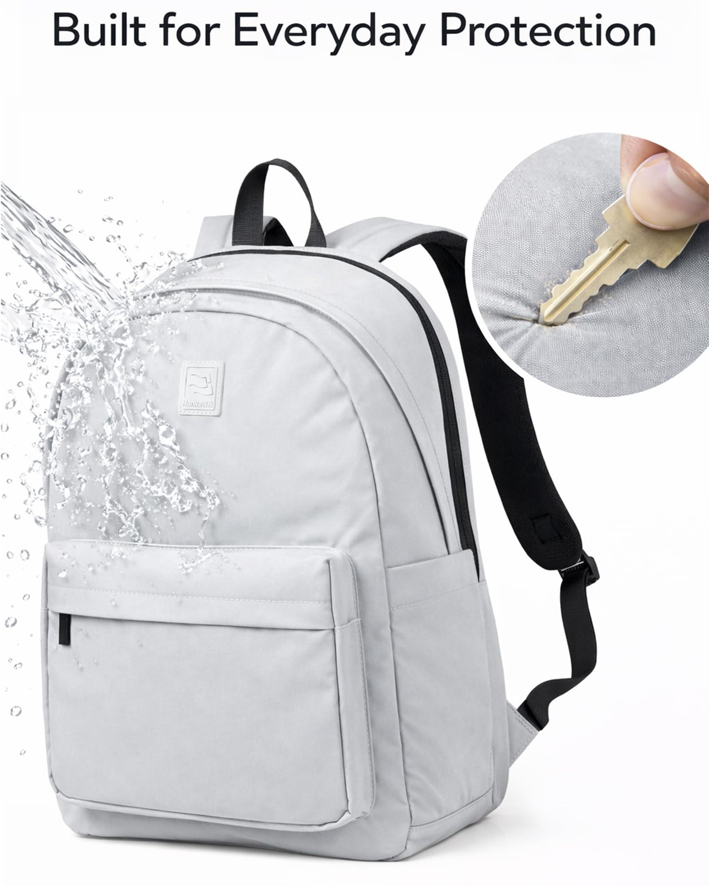 Hanke Travel Backpack for Women Men, 15.6 Inch Laptop College Backpack, Lightweight Small Computer Bookbag, Water-Resistant Casual Daypack, Grey
