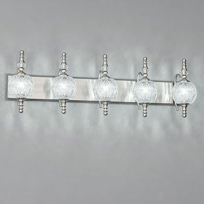 Modern Crystal Bathroom Vanity Lights Fixtures Over Mirror Brushed Nickel Vintage 5-Lights 36 Inch Bathroom Light Fixtures Glass Crystal Vanity Lights
