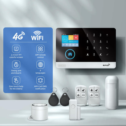 Wireless WiFi Smart Home Security DIY Alarm System with Motion Detector,Notifications with app,Door/Window Sensor, Siren,Compatible with Alexa,NO Monthly Fees (LW-103)