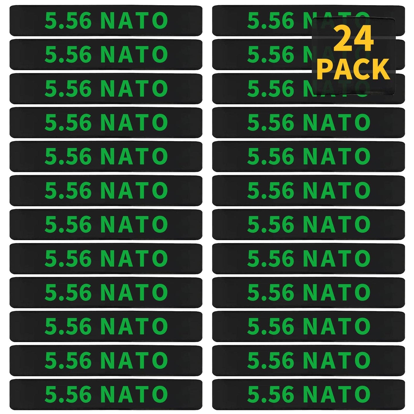 24 Pack Miaozhun 5.56 NATO Magazine Marking Bands 5.56 Magazine Caliber Identification (Black - Green)