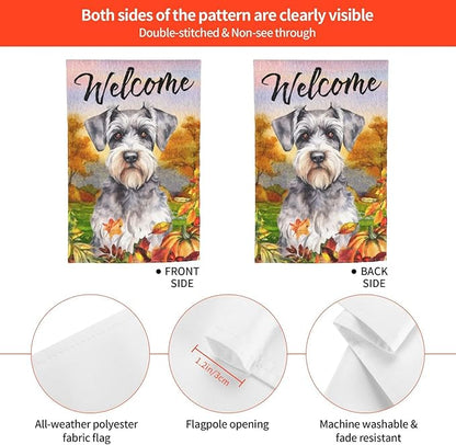 Schnauzer Autumn Pumpkin Fall Dog Garden Flag Welcome Party Outdoor Outside Decorations Picks Home House Garden Yard Decor 12x18 Inch