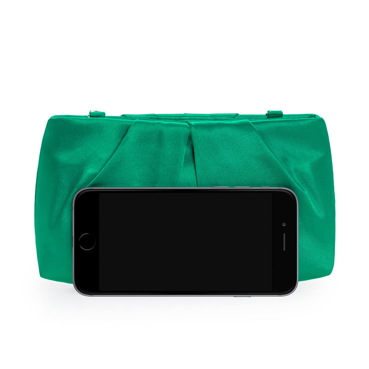 CHARMING TAILOR Evening Bag Women Wedding Party Handbag Small Dressy Formal Purse Pleated Satin Clutch (Green)