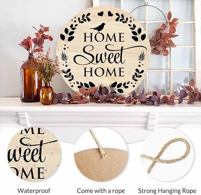 Welcome Sign Front Door Decoration Home Sweet Home Outdoor Indoor Wall Hanging Decorations 12x12in