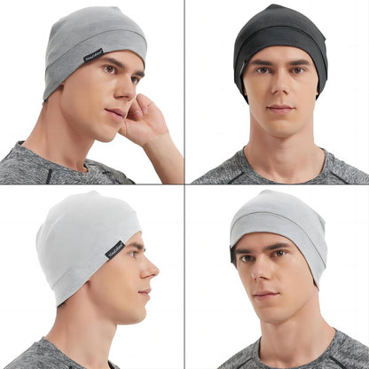 Headshion Cotton Skull Caps for Men Women,4-Pack Lightweight Beanie Sleep Caps Chemo Headwear 4 Grey