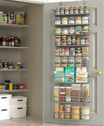 Moforoco 9-Tier Over The Door Pantry Organizer, Pantry Organization and Storage, Black Hanging Basket Wall Spice Rack Seasoning Shelves, Home & Kitchen Bedroom Bathroom House Essentials