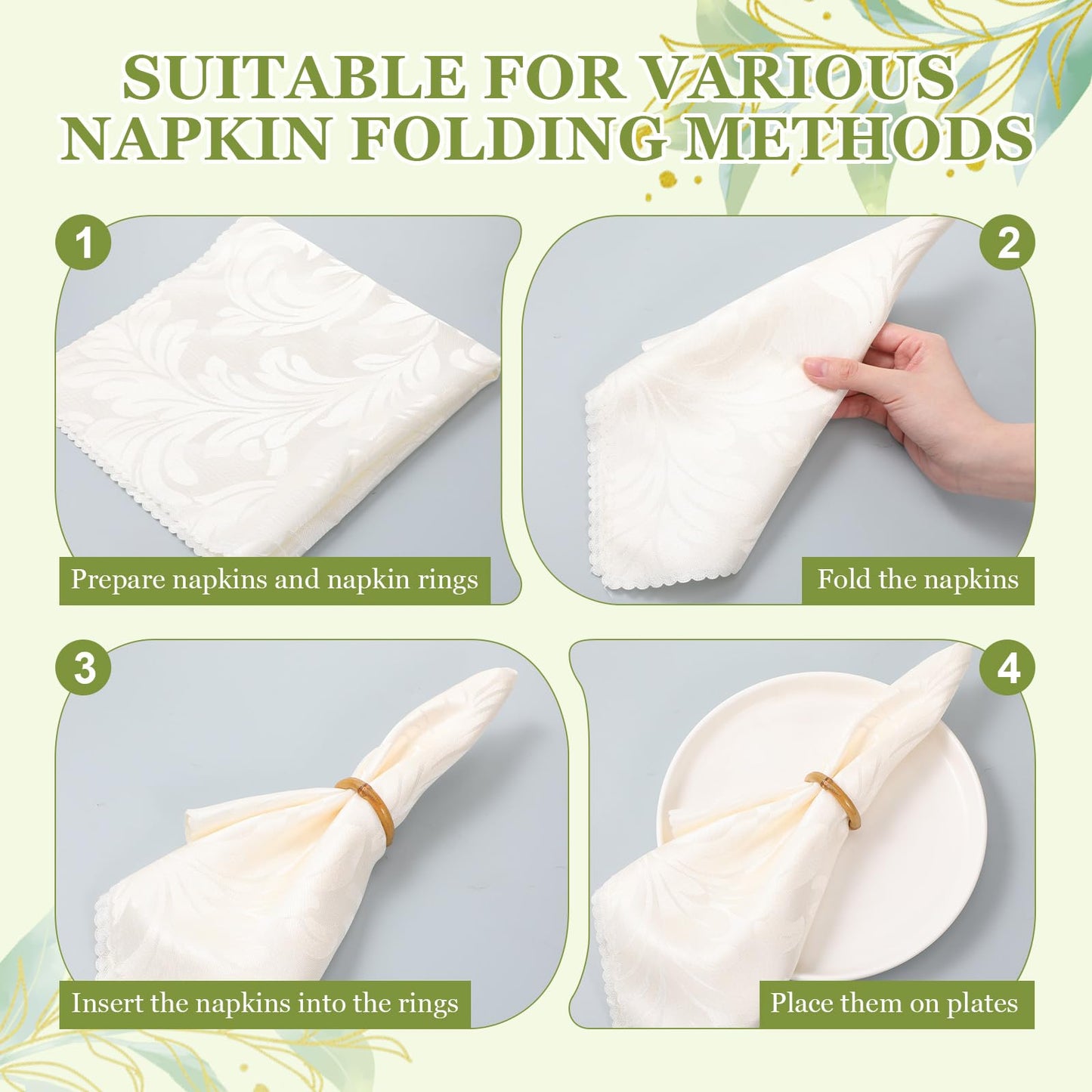 Thenshop 50 Pcs Decorative Bamboo Napkin Rings Bulk Exquisite Round Dining Table Napkin Holder Buckles for Elegant Dining Wedding Harvest Holiday Party Home Gift Mini Hanging Rings