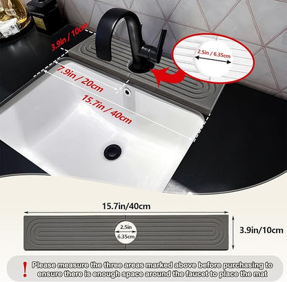 Stone Faucet Mat For Kitchen Sink, 15.7" Diatomite Fast Drying Stone Kitchen