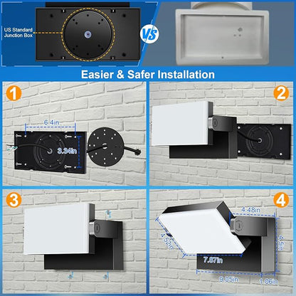 ledmo LED Flood Lights Outdoor - 360 Adjustable Head 60W Wall Pack Switch Control Modern Exterior Lighting Fixtures Commercial Security 5000K Wall Mount for Shop,Barn,Garage Yard 4 Pack,Black