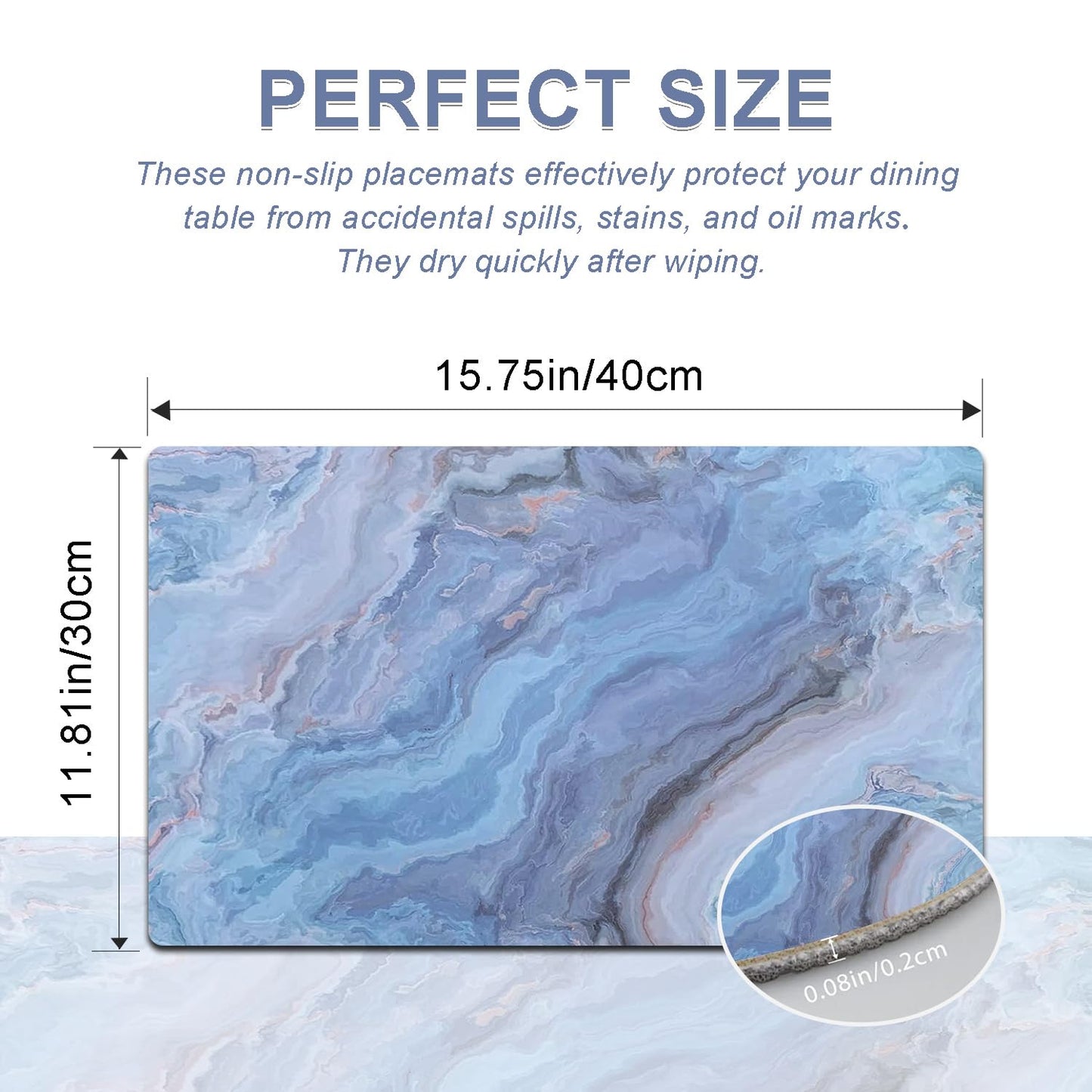 Marble Faux Leather Placemats Set of 4 - Heat Resistant Placemats for Dinner Table, Non-Slip Waterproof Oil-Proof Washable Reusable Placemat for Indoor Outdoor Kitchen Decor, 15.75In*11.81In