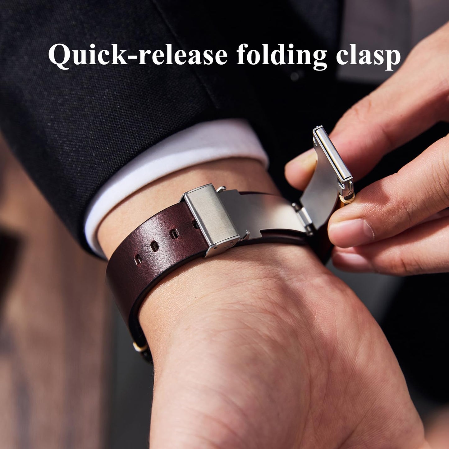 Getalia leather Watch Band Foldover Clasp Retro Oil wax Genuine Leather,18mm 19mm 20mm 21mm 22mm Quick Release Replacement Watch Straps for Men and Women (Wine Red Width-20mm)