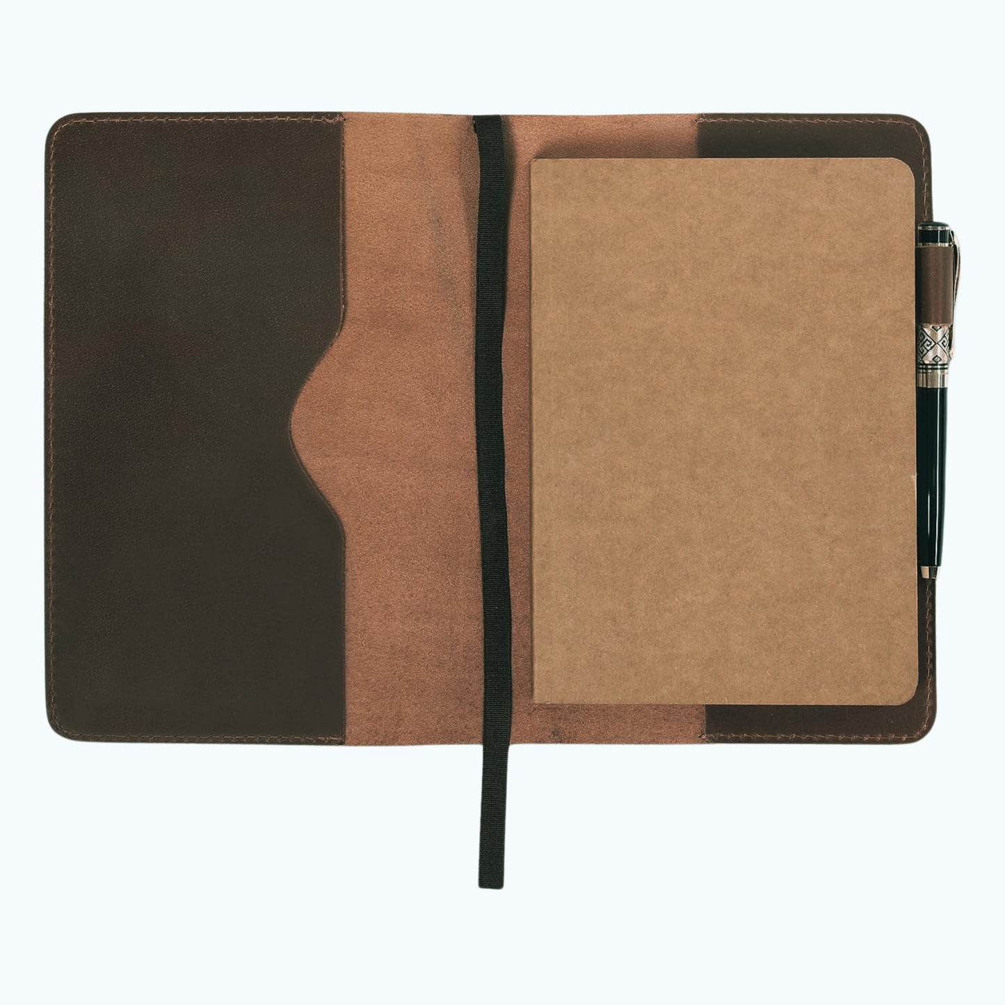 CestAntiQ, A5 Leather journal cover, Refillable Journal Cover for Large and Medium A5, Leather Handmade Notebook Cover, 5.75 x 8.25 Inches Leather Bound Journal (Brown)