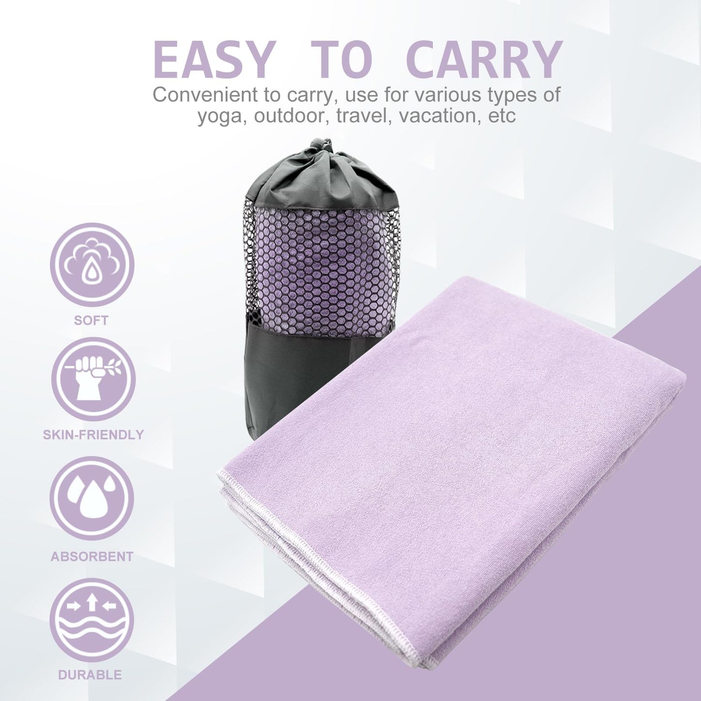 Eunzel Hot Yoga Towel - Microfiber Non Slip Yoga Mat Towel with Grip Dot Sweat Absorbent Towel for Hot Yoga, Pilates and Fitness 72" x 24", Dark Cyan/Orange
