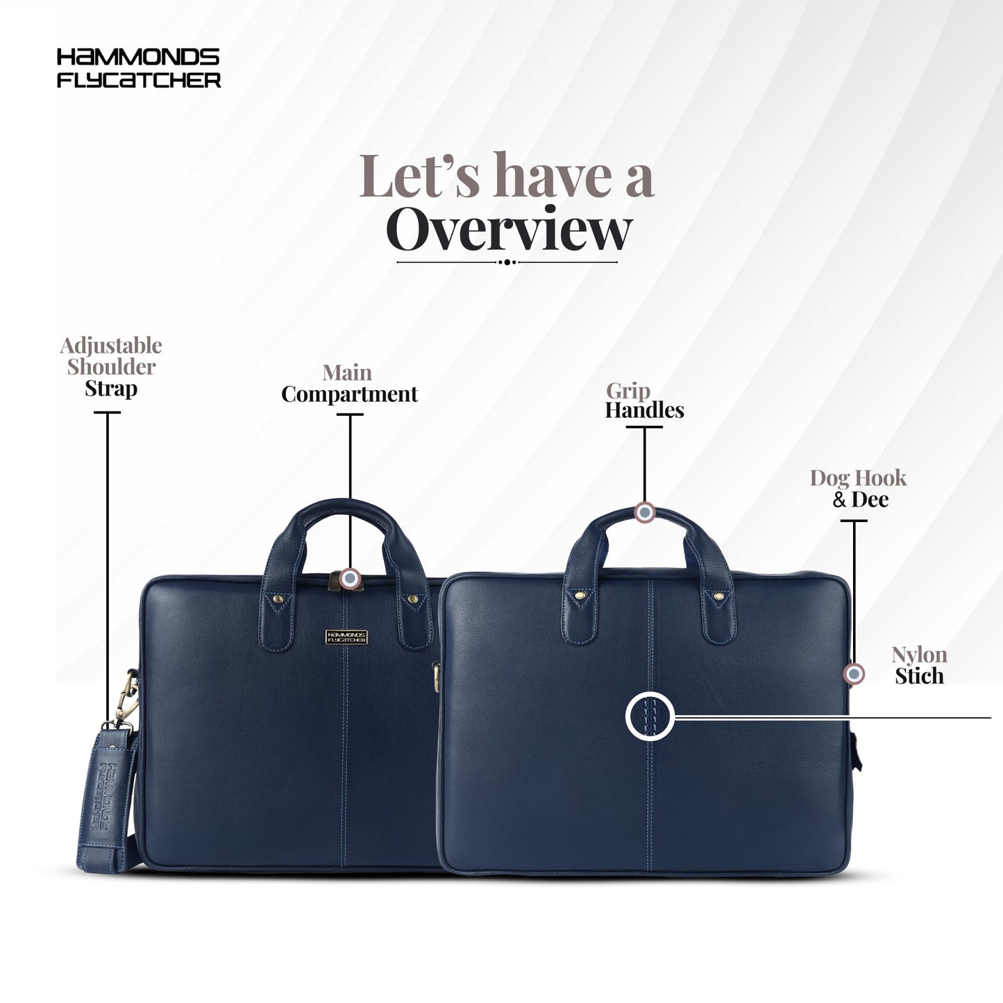 HAMMONDS FLYCATCHER Genuine Leather Laptop Bag for Men with Padded 15.6 Inch Laptop Sleeve, Leather Messenger Bag for Men - Briefcases with Multi Pockets for Office and Travel Use - Blue