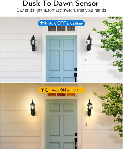 VIANIS Black Outdoor Light Fixture, 2 Pack Exterior Sconces Wall Lighting, Modern Outside Porch Lights for House Wall Mount, Dusk to Dawn Outdoor Lantern Light Fixture for Patio, Outside Garage Lights