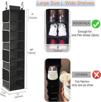 Large-Sized Hanging Shoe Organizer 8-Shelf, Hanging Closet Organizer