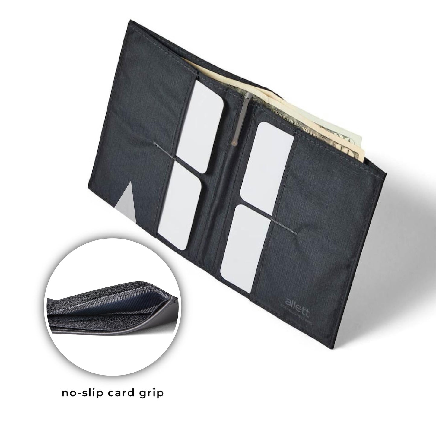 Allett Original Wallet, Onyx Black | Leather, Slim, Minimalist | RFID Blocking, Ultra Thin Bifold, Front Pocket | Holds 4-24+ Cards, Bills, Receipts | Wallets for Men & Women