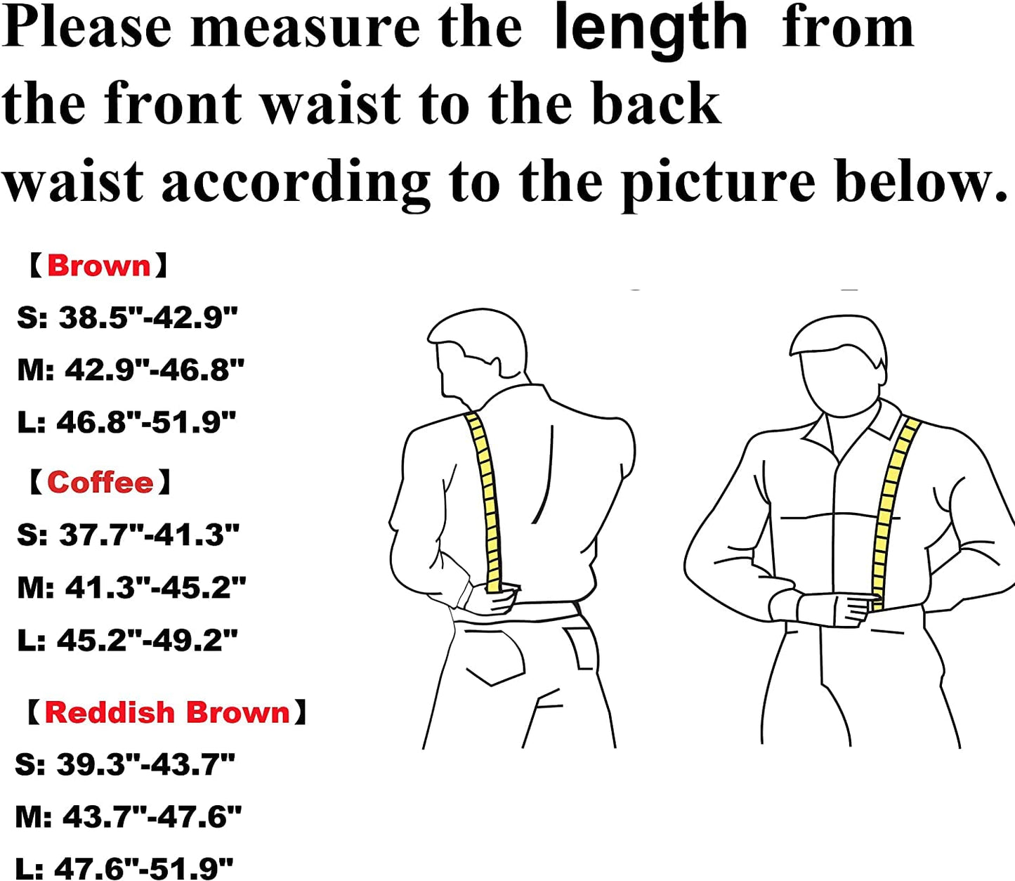 RC ROCKCOW Brown Leather Suspenders for Men Wedding Vintage Y Back Suspenders Tagger Snaps Wedding Party Best Groomsmen Gifts