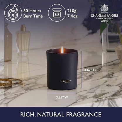 Charles Farris Luxury Scented Candle – 1 Wick, Hand-Poured, Long Lasting, Clean Burning, 210g / 7.5oz, Burns for up to 50 Hours, Made in England – Orange Blossom, Jasmine & Green Mulberry – Elizabeth