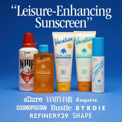 Vacation Classic Sunscreen Lotion SPF 50, Water-Resistant, Lightweight, Transparent on All Skin Tones, Dermatologist-Tested, Vegan, Travel Size, 3.4 Fl. Oz. (Value Pack of 3)