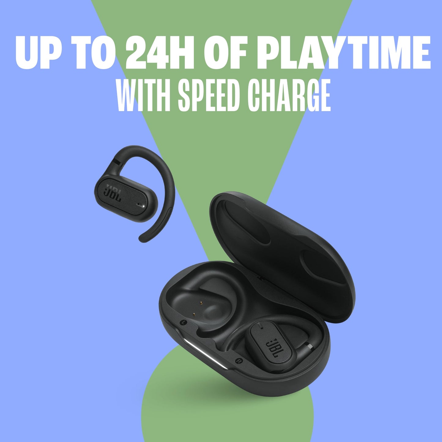JBL SoundGear Sense - True Wireless Open-Ear Headphones, JBL OpenSound Technology, Splash and dust Resistant, 4 mics for Crisp, Clear Calls, Up to 24 Hours of Battery Life, Plus Speed Charge (White)