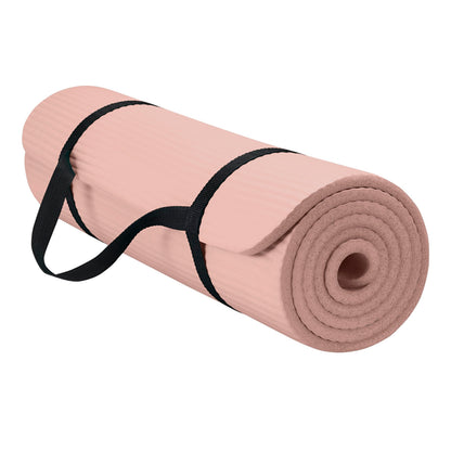 Gaiam Yoga Mat, Pilates & Exercise Mat, Thick 2/5" (10mm) Workout Mat with Easy-Cinch Carrying Strap for Home & Gym Workouts
