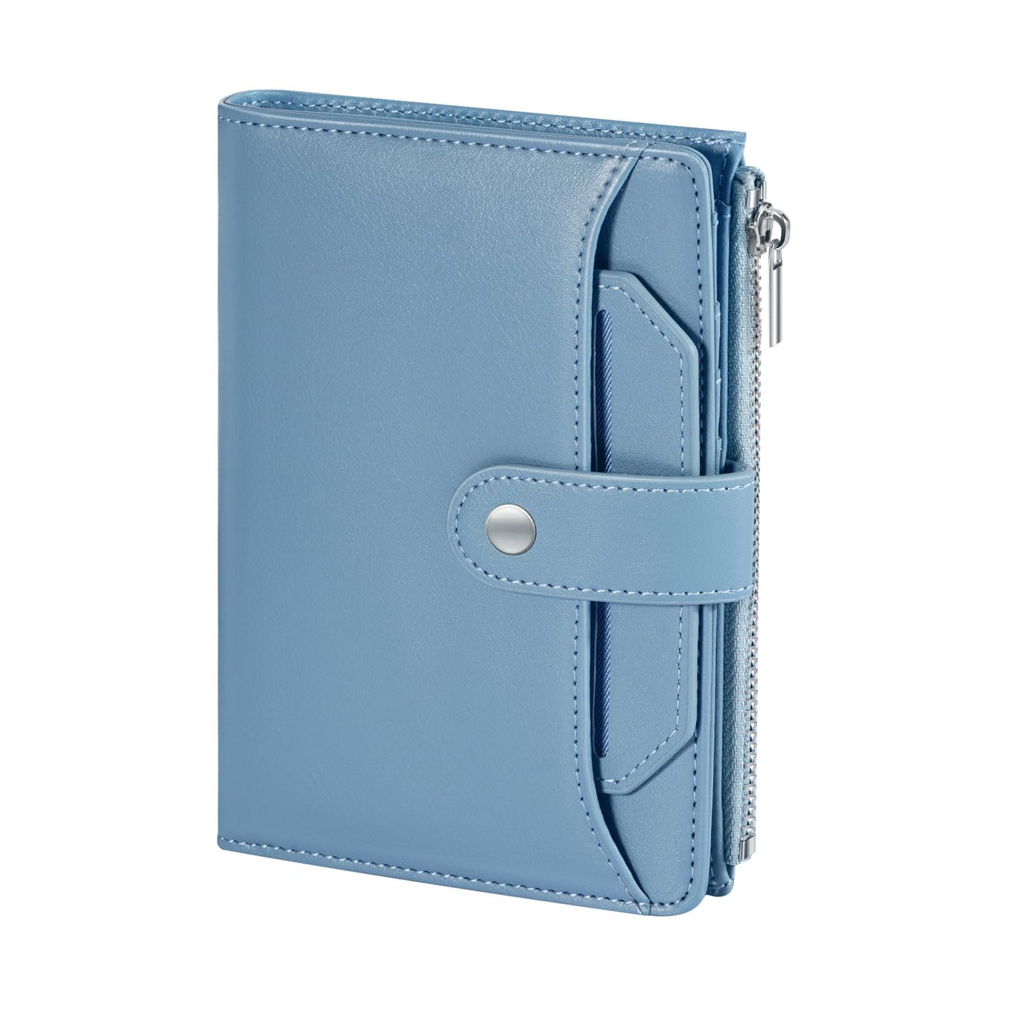 Dadanism RFID Passport Holder for Travel, Pu Leather Passport Wallet Cover with Card Holders, SIM Slots, Zippered Coin Pocket and Cash Slot, Slim Compact Travel Wallet for Women, Blue