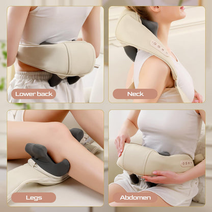 Neck Massager Roller with Heat Shiatsu Deep Tissue Kneading Massager Neck and Back Massager Gift for Mom Dad Christmas Black