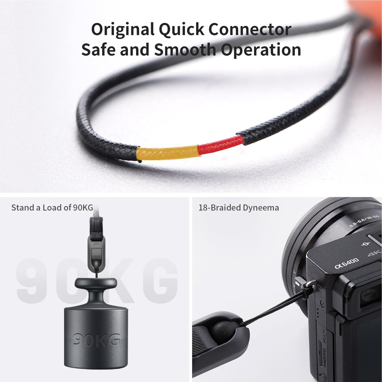 PGYTECH Camera Shoulder Strap Air for Mirrorless Quick Release Camera Strap Leather-like Surface with Braided Ropes Adjustable Neck Strap Light for Sony ZV-E10 for Canon G7 X, Night Black