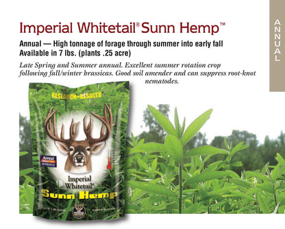 Whitetail Institute Sunn Hemp Deer Food Plot Seed, Fast-Growing and Establishes Rapidly, Great for Erosion Control, Soil Improvement and as a Cover Crop, 7 lbs (.25 Acre)