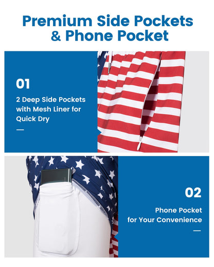 maamgic 2 in 1 Mens Swim Trunks 7 Inch Swim Shorts Swim Suits Board Shorts