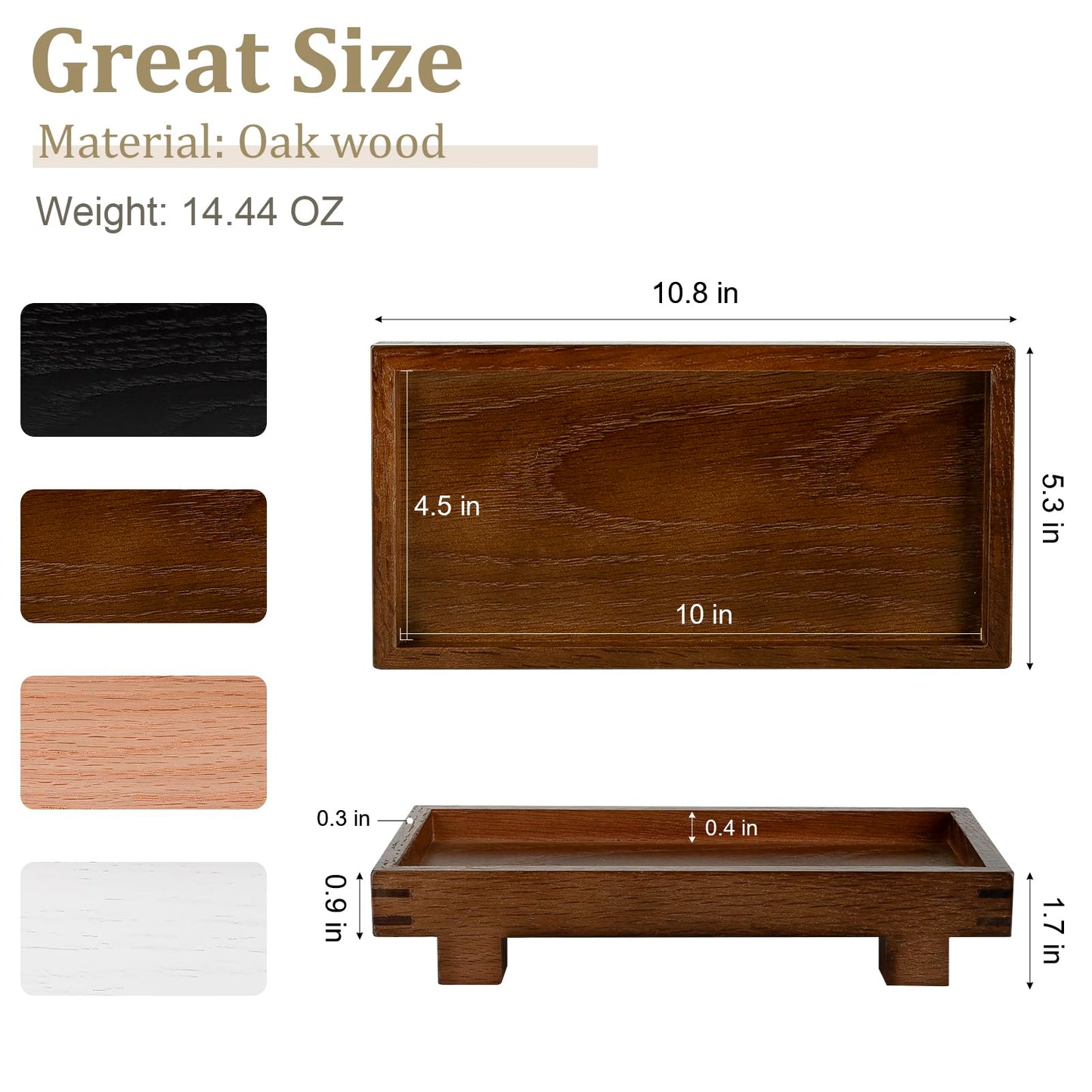 Decorative Tray Small Pedestal Stand Farmhouse Bathroom Decor Wooden Riser Display Stand for Vanity, Kitchen Countertop, Sink, 10.8 * 5.3 Walnut