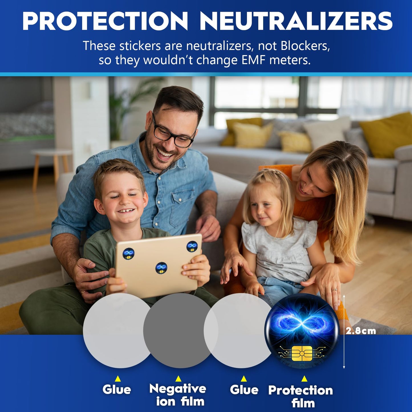Zonon 18 Pieces Emf Stickers Emf Blocker for Cell Phone Radiation Equipment Neutralizers Devices Accessories for Laptops Computers(Blue Style)