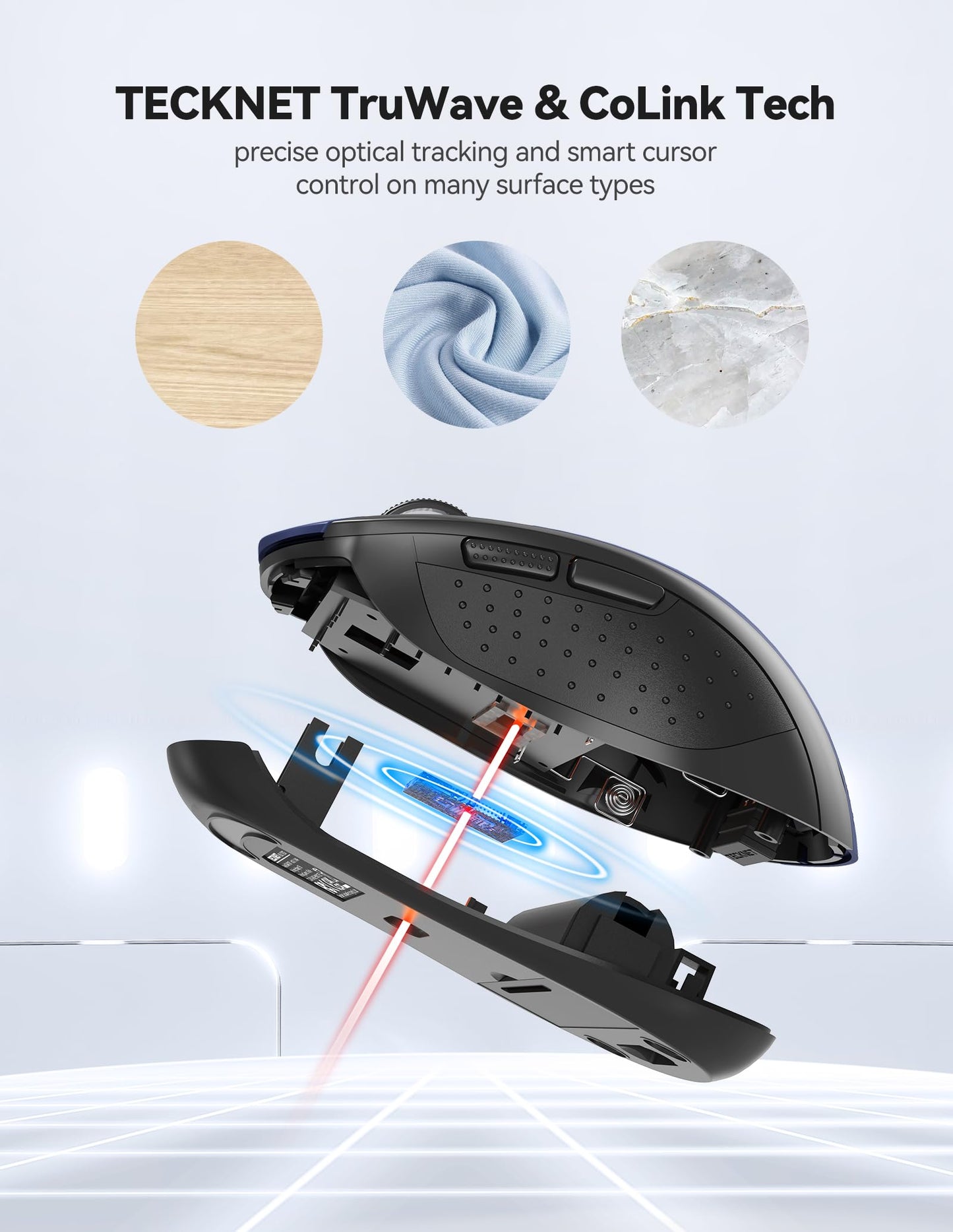 TECKNET Wireless Mouse for Laptop, Silent Bluetooth Mouse(BT5.0 & 2.4G) 4000DPI Adjustable, Computer Portable PC Quiet Mice with USB-A Receiver & 6 Buttons for Mac, 18 Months Battery