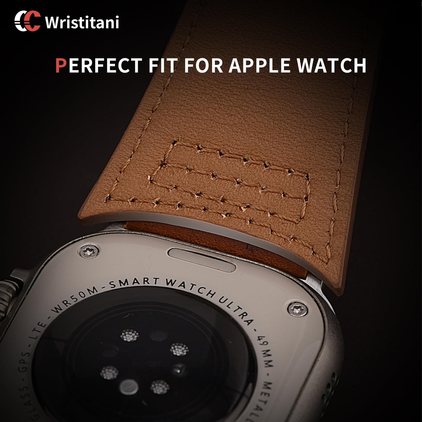 Wristitani Leather Bands Compatible With Apple Watch Band Ultra 3/2/1, 49mm 46mm 45mm 44mm 42mm For Men, Top Genuine Leather Replacement Vintage Strap for iWatch SE3/2/1 Series 11 10 9 8 7 6 5 4 3
