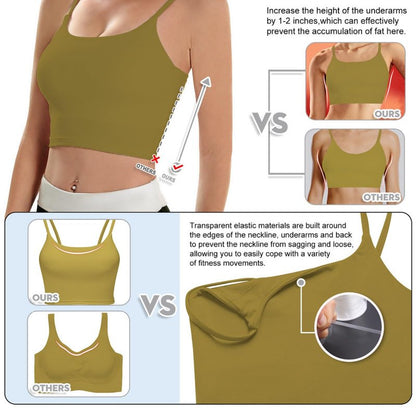 ECOPARTY Wirefree Padded Yoga Sports Bra for Women - Moisture Wicking Quick Dry Workout Crop Tank Camisole
