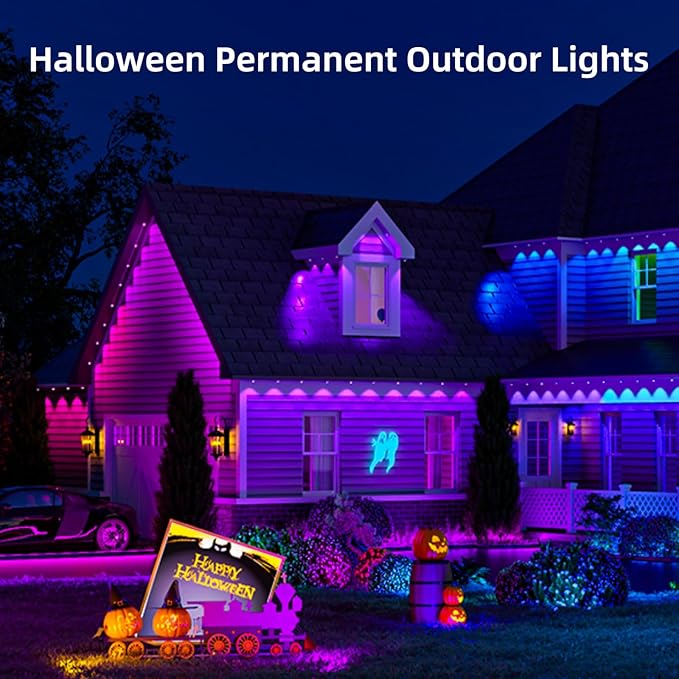 Permanent Outdoor Lights for House, 100ft Smart RGB&IC LED Eaves Light, Daily and Accent Lighting, 212 Scene Modes, Alexa & Google Assistant Compatible, Daily Party Halloween Christmas Decor