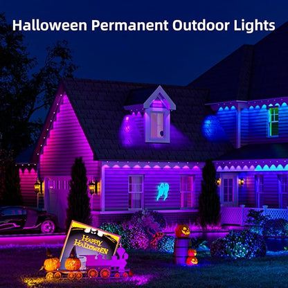 Permanent Outdoor Lights for House, 120ft 72 LEDs Smart RGB&IC LED Eaves Light, 212 Scene Modes, Alexa & Google Assistant Compatible, Daily Party Halloween Christmas Accent Lighting
