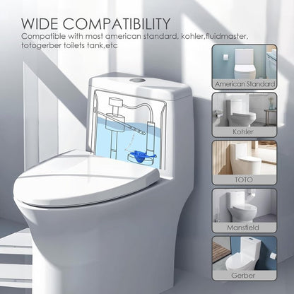 2-Pack Universal 2" Toilet Flapper Replacement Kit - Durable Rubber & Stainless Steel Chain (Blue)